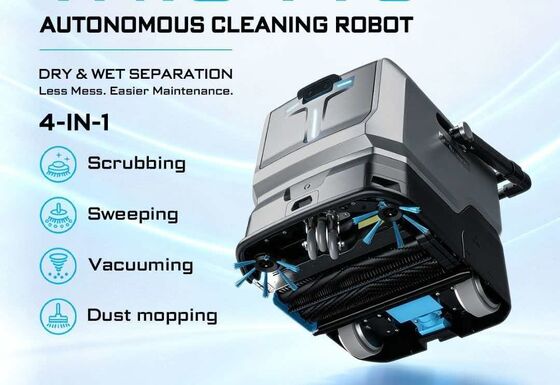 ベースステーションの放水水付きの商用ロボット床掃除機